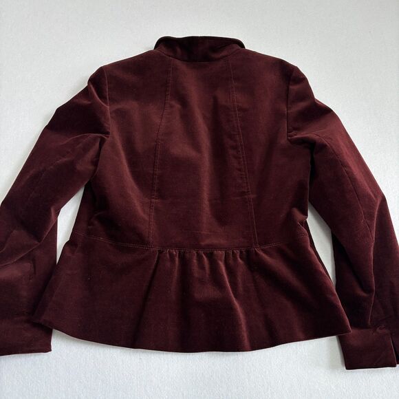 Talbots Velvet Blazer Jacket Women's 12P Burgundy Brown Peplum Holiday Party - Picture 4 of 8